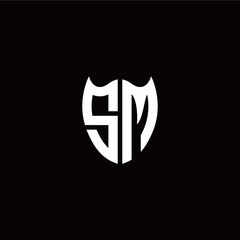 Initial S M letter with shield modern style logo template vector