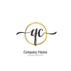 Q C QC Initial handwriting and signature logo design with circle. Beautiful design handwritten logo for fashion, team, wedding, luxury logo.