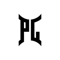 PL monogram logo with curved side