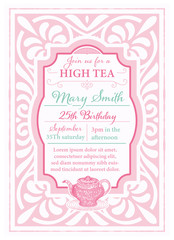 Fototapeta na wymiar Vintage tea invitation layout