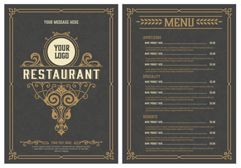 Restaurant menu template. Vintage style. Vector layered