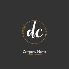D C DC Initial handwriting and signature logo design with circle. Beautiful design handwritten logo for fashion, team, wedding, luxury logo.