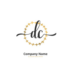 D C DC Initial handwriting and signature logo design with circle. Beautiful design handwritten logo for fashion, team, wedding, luxury logo.