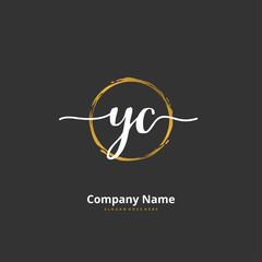 Y Z YZ Initial handwriting and signature logo design with circle. Beautiful design handwritten logo for fashion, team, wedding, luxury logo.