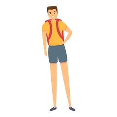 Fototapeta premium Family holidays schoolboy icon. Cartoon of family holidays schoolboy vector icon for web design isolated on white background