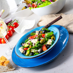 Rustic Greek salad with sheep's cheese