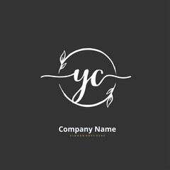 Y Z YZ Initial handwriting and signature logo design with circle. Beautiful design handwritten logo for fashion, team, wedding, luxury logo.