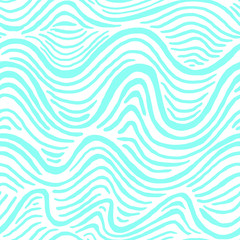 Seamless pattern with blue waves. Design for backdrops with sea, rivers or water texture. Repeating texture. Figure for textiles. Print for the cover of the book, postcards, t-shirts. Surface design.