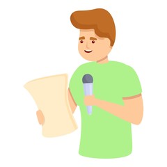 Boy podcast singing icon. Cartoon of boy podcast singing vector icon for web design isolated on white background