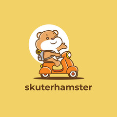 cute hamster is riding a scooter