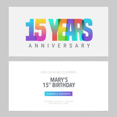 Obraz premium 15 years anniversary invitation to celebration vector illustration