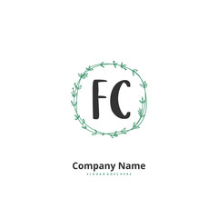 F C FC Initial handwriting and signature logo design with circle. Beautiful design handwritten logo for fashion, team, wedding, luxury logo.