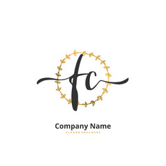 F C FC Initial handwriting and signature logo design with circle. Beautiful design handwritten logo for fashion, team, wedding, luxury logo.