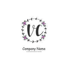 V C VC Initial handwriting and signature logo design with circle. Beautiful design handwritten logo for fashion, team, wedding, luxury logo.
