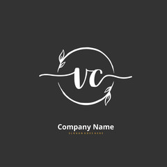 V C VC Initial handwriting and signature logo design with circle. Beautiful design handwritten logo for fashion, team, wedding, luxury logo.