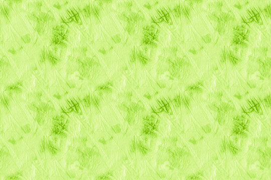 Repeated Grassy Color Spots Distressed Silk. Ornamental Lime Green Watercolor Print. Endless Leafy Color Silk Batik Brush. Natural Green Nature Friendly Life. Sustainable Development.
