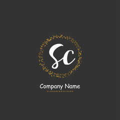 S C SC Initial handwriting and signature logo design with circle. Beautiful design handwritten logo for fashion, team, wedding, luxury logo.