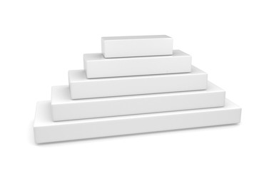 3D Pyramid of boxes on white background