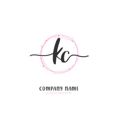 K C KC Initial handwriting and signature logo design with circle. Beautiful design handwritten logo for fashion, team, wedding, luxury logo.