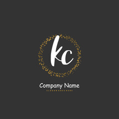 K C KC Initial handwriting and signature logo design with circle. Beautiful design handwritten logo for fashion, team, wedding, luxury logo.