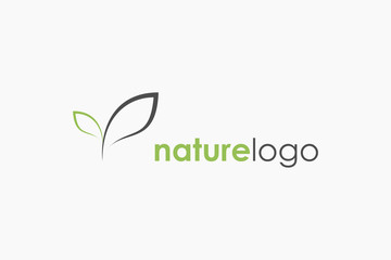 Abstract Natural Ecology Logo. grey and Green Leaf Symbol isolated on White Background. Usable for Business, Medical and Nature Logos. Flat Vector Logo Design Template Element