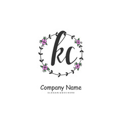 K C KC Initial handwriting and signature logo design with circle. Beautiful design handwritten logo for fashion, team, wedding, luxury logo.