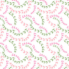 Fototapeta premium Vector seamless pattern with branches isolated on white. Design for wallpaper, textile, fabric, poster, wrapping, scrapbooking