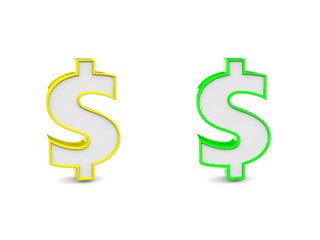 3d dollar symbol on white background