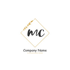 M C MC Initial handwriting and signature logo design with circle. Beautiful design handwritten logo for fashion, team, wedding, luxury logo.