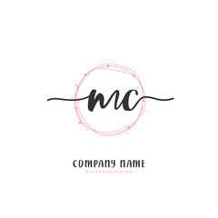 M C MC Initial handwriting and signature logo design with circle. Beautiful design handwritten logo for fashion, team, wedding, luxury logo.