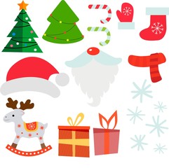 Hand drawn vector illustration collection of a new year elements. Vector Illustration.
