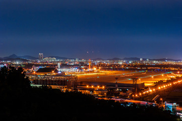 Fototapeta na wymiar The beautiful night view of airport.