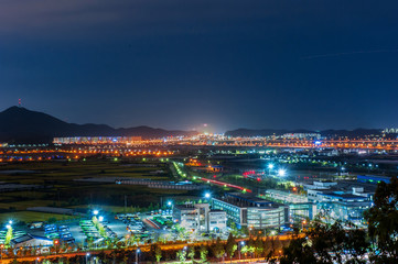 The beautiful night view of airport.
