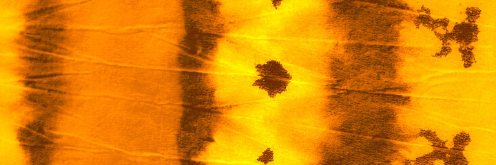 Orange Tie Dye Watercolor Art. Sun Warm Mustard Paint Splash On Cloth. Curry Dirty Art Background. Summer Copper Tie Dye Fabric Piece. Sunny Amber Bleach Dyeing. Ink Splash Paint. © Kate Si