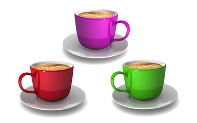 3D cup on white background