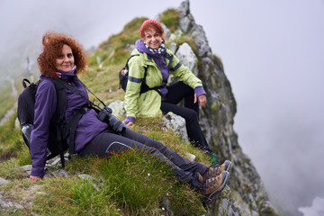 Friends hiking in the mountains