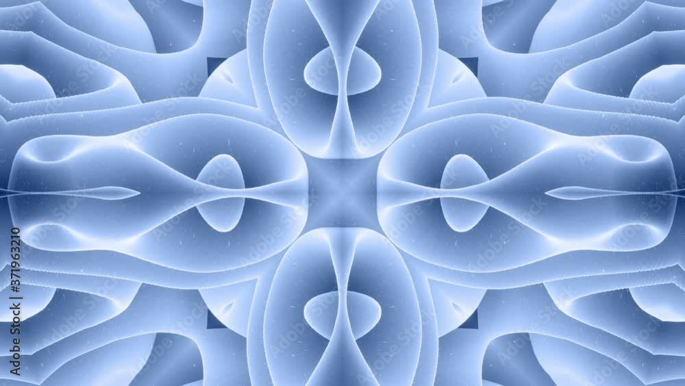 Poster 3d abstract shape like star or flower, symmetrical structure of black blue velvet material intersper