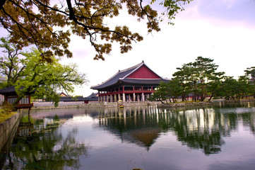 Fototapeta premium The scenery of Autumn colorful park.