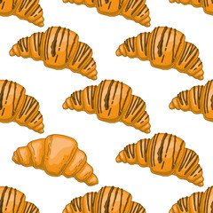 Seamless pattern with croissants, vector illustration