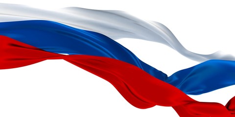 3d illustration of Russian tricolor Flag Ribbons Waving - Isolated