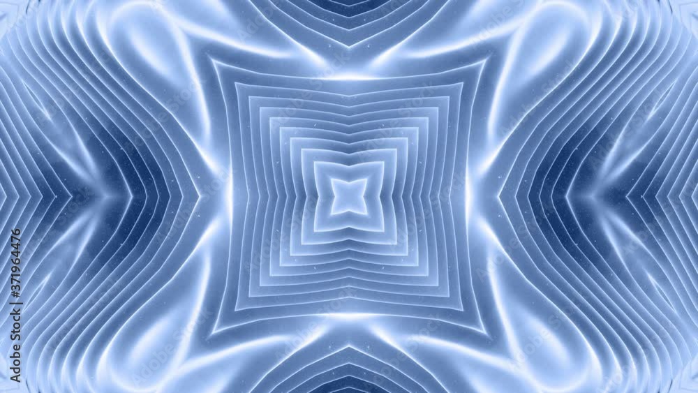 Poster 3d abstract shape like star or flower, symmetrical structure of black blue velvet material intersper