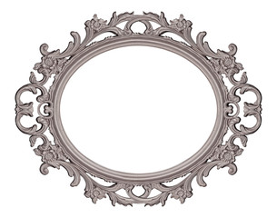Silver frame for paintings, mirrors or photo isolated on white background. Design element with clipping path