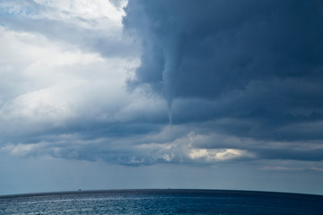 Italy Sicily, Aeolian Islands, Lipari, pumice beach, marine tornado