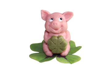 Marzipanschwein auf Glücksklee