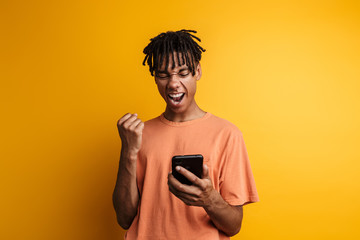 Portrait of a happy young afro american man