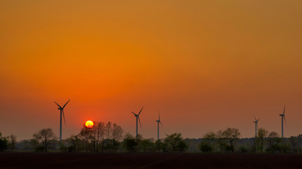 Windr&auml;der im Sonnenuntergang