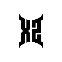 XZ monogram logo with curved side
