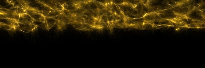 Golden smoke on black background art illustration