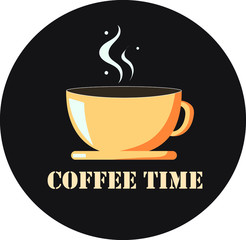 This is a cup of coffee on a dark background, coffee time, coffee, coffee house.