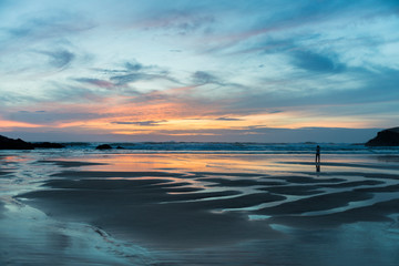 Obraz premium Coucher de soleil sur la plage de Donnant, à Belle-ile-en-mer, Bretagne